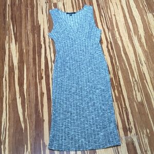 Snap Marbled Black White Bodycon Sleeveless Knit Dress